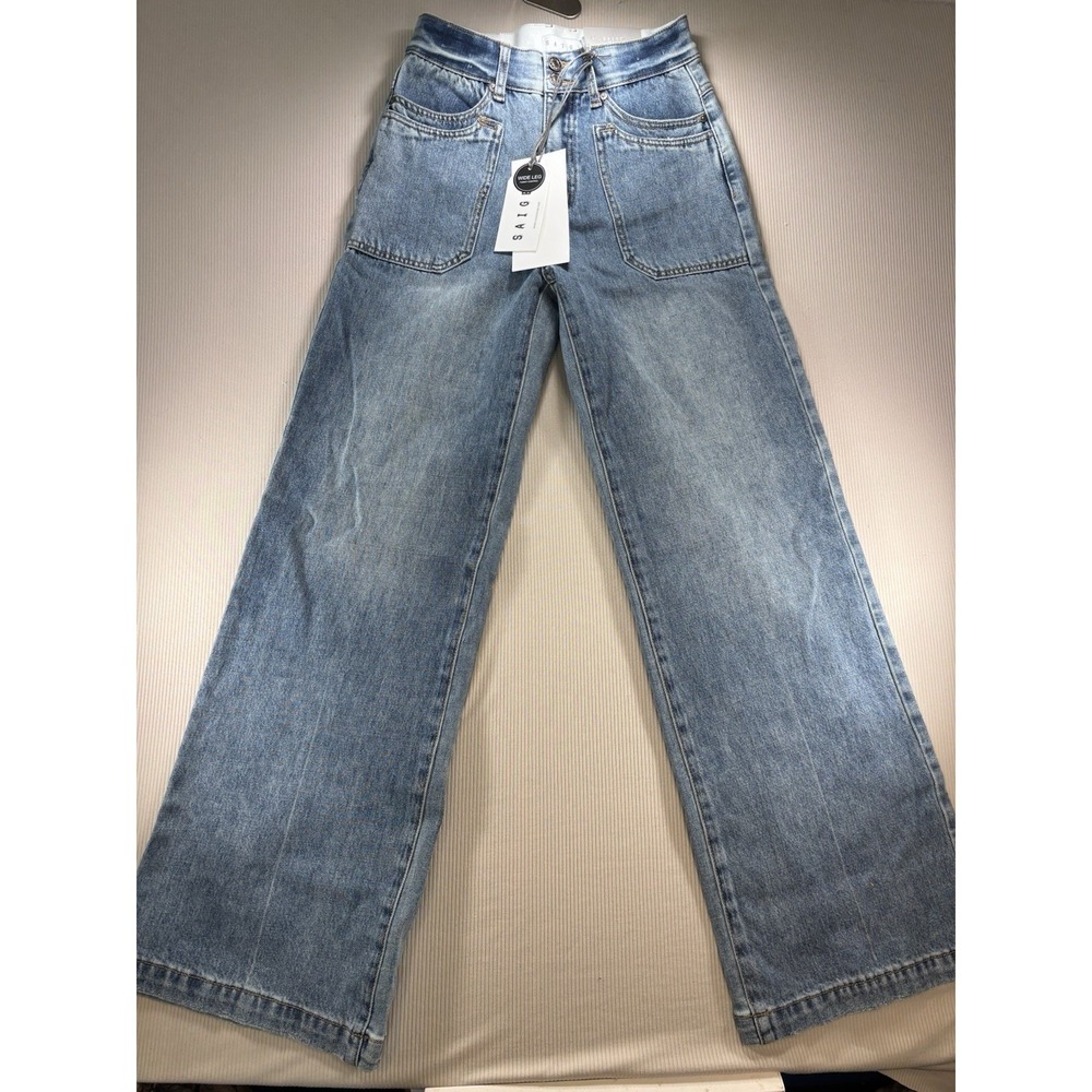 Saige Wide Leg Jeans Womens 7/28 Tummy Control High Rise NWT‎ Medium Wash